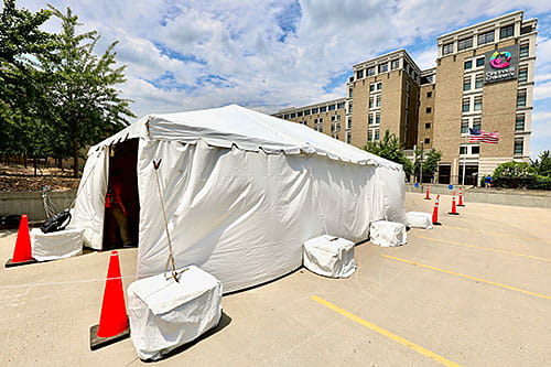 COVID-19 drive-thru testing is available at Cincinnati Children's Burnet Campus.